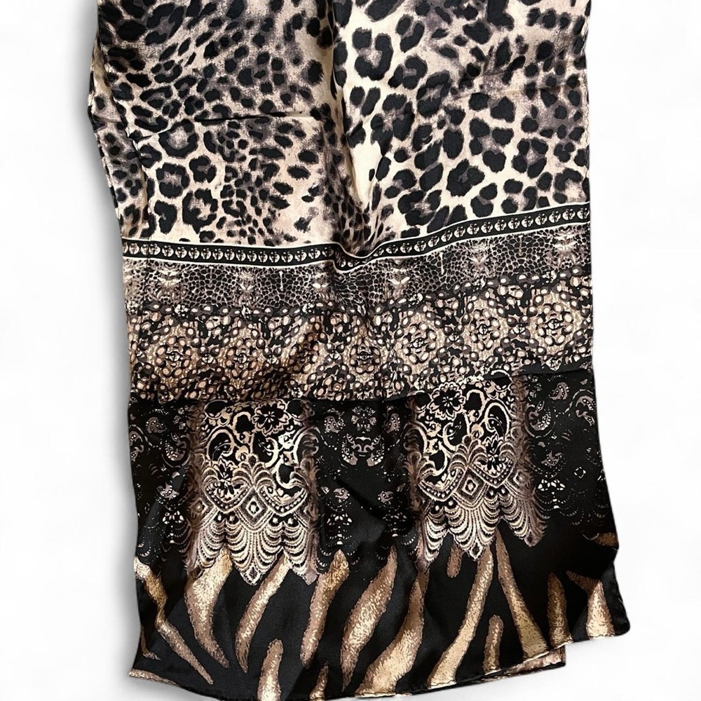 OSCAR DE LA RENTA Leopard Cheetah Mix Animal Print 100% Silk - Picture 5 of 5